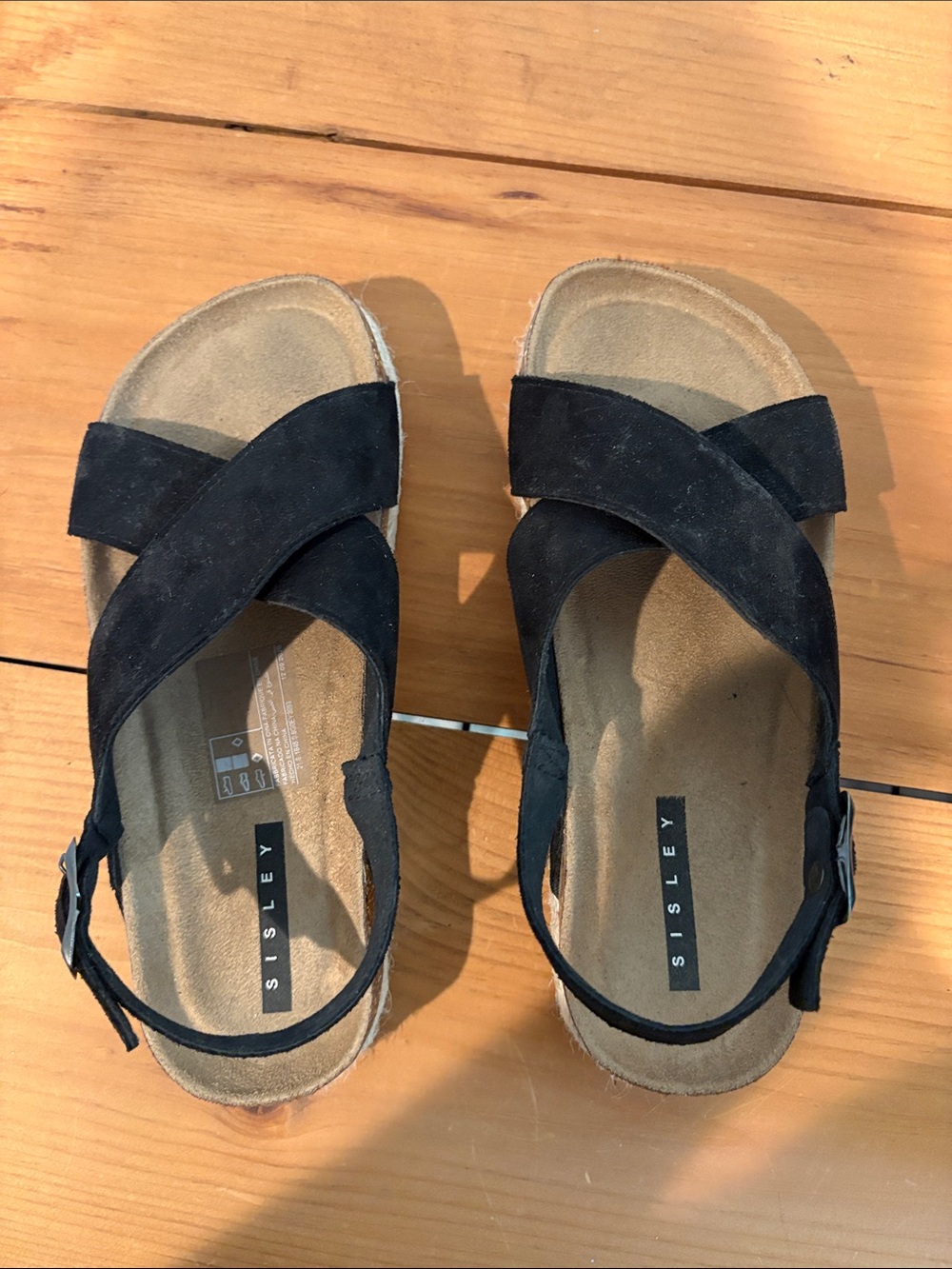 Sisley Kid’s Black Suede Cross-Strap Sandals